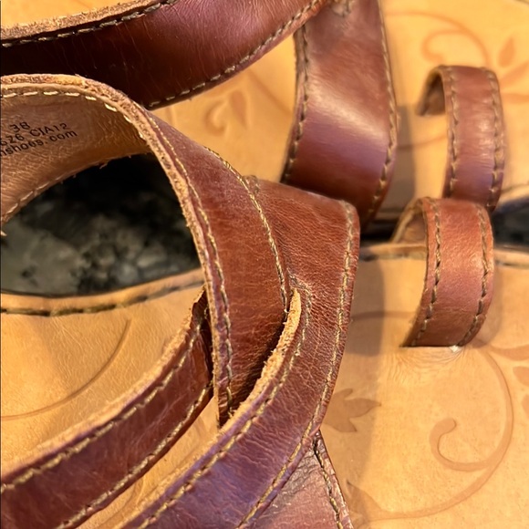 Born Brown Leather Wedge Sandals - Picture 7 of 8
